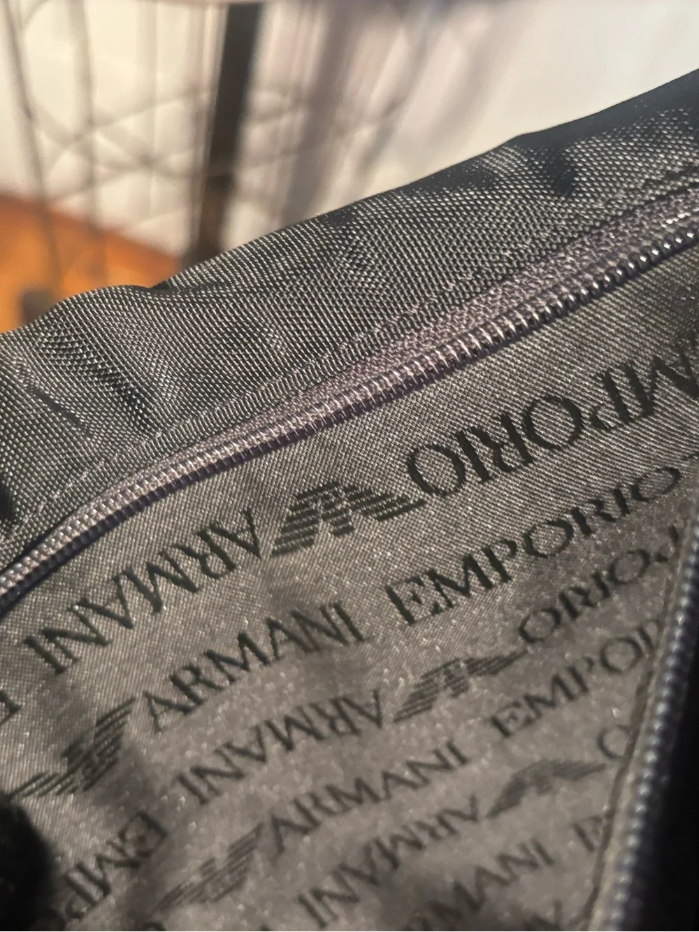 A Vintage Leather & Nylon Emporio Armani Messenger Crossbody Bag